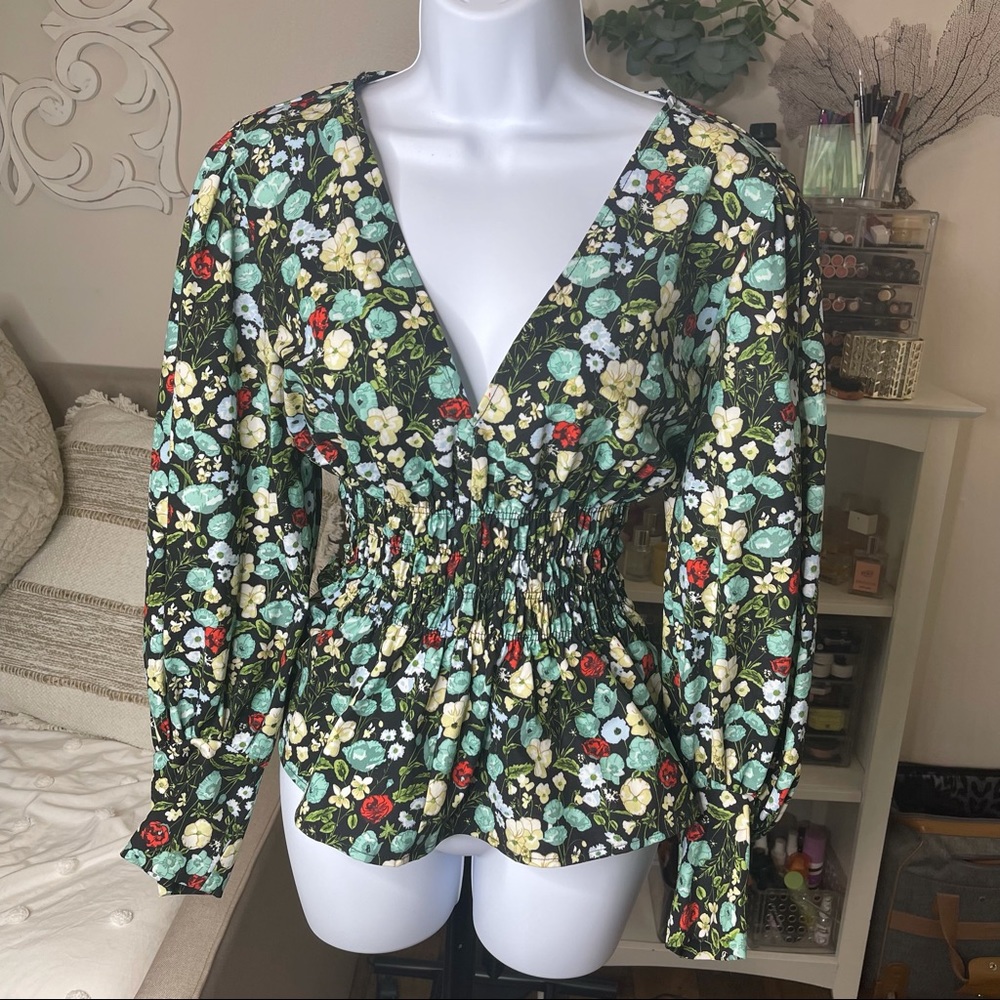 Zara Dark Floral Peplum Top